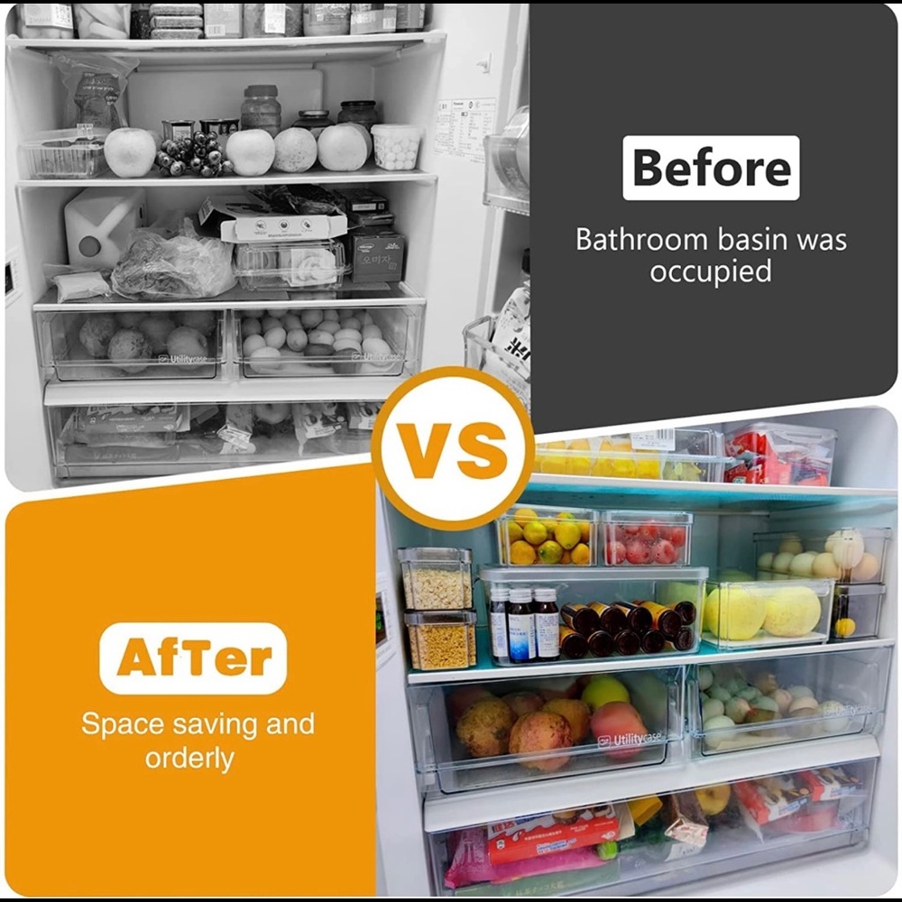 Sold-Refrigerator Organizer Bins Stackable with Lids, 7PCS